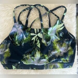 Green and Blue Floral Sports Bra